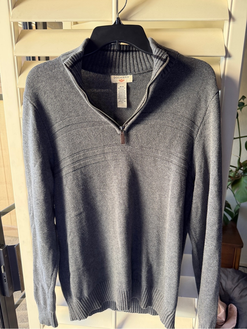 Dockers Men's Charcoal Gray Half-Zip Sweater